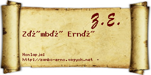 Zámbó Ernő névjegykártya