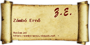 Zámbó Ernő névjegykártya